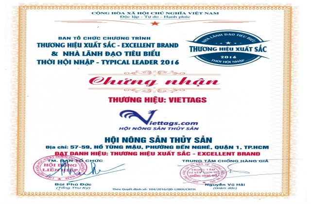 VIETTAGS LỌT TOP THƯƠNG HIỆU - NHÃN HIỆU XUẤT SẮC VIỆT NAM 2016