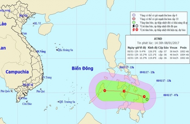 Áp thấp nhiệt đới đầu năm 2017 sắp vào Biển Đông